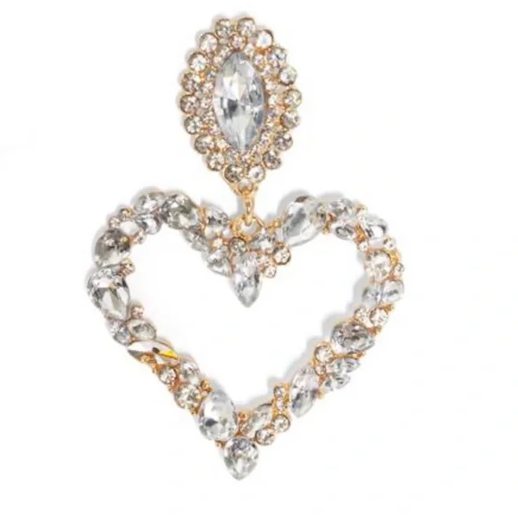 Rhinestone Heart Earrings . Absolutely stunning. Hard to find ππππ - Picture 2 of 5
